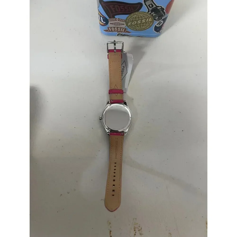 Fossil BQ3258 Women's Quartz Wristwatch with Magenta Leather Strap